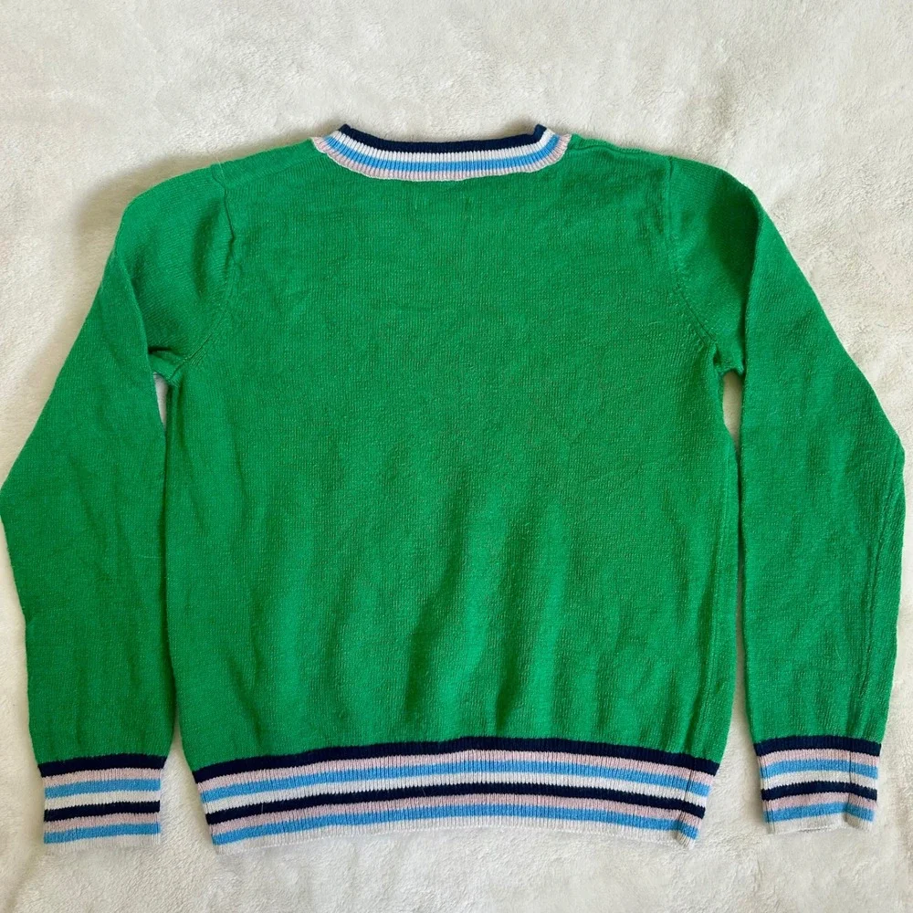 Gymboree Amour Intarsia Knit Sweater Girls Size S 5-6 Green Striped